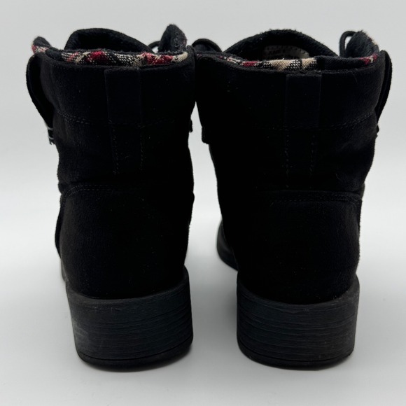 Rock & Candy Junie Black Lace Up Ankle Boots Fold Down Plaid Trim Women's Size 8 - Picture 5 of 13